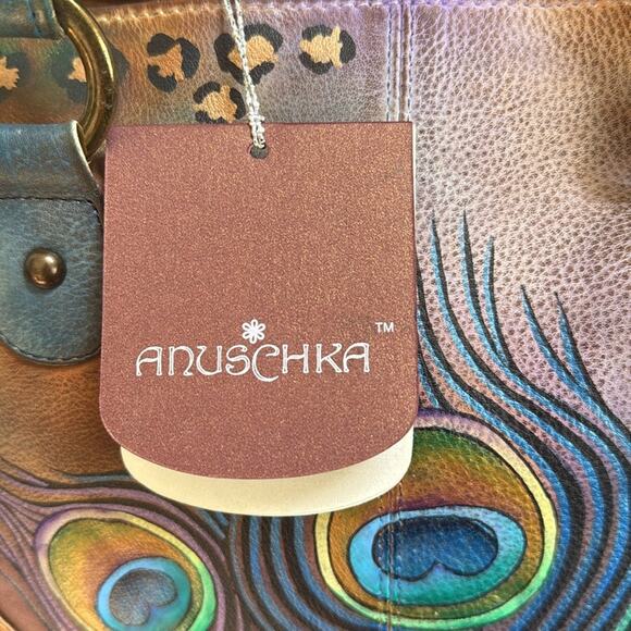 Anuschka Peacock Handpainted Shoulder Bag NWT - Picture 3 of 7